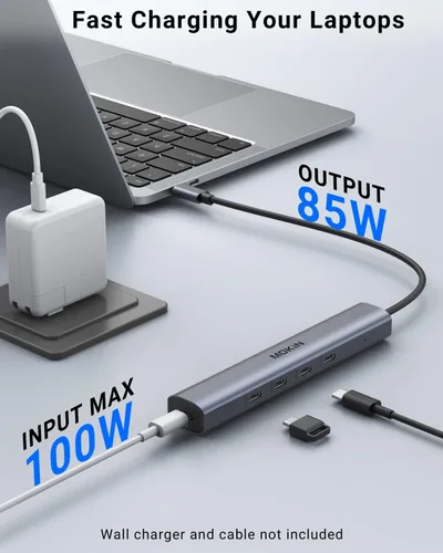 Vista 4 de Hub USB C, divisor USB C de 10 Gbps con 4 puertos USB C 3.1, 100 W PD, adaptadores multipuerto USB C a USB C Hub para MacBook Pro/Air M2 M1, iPad