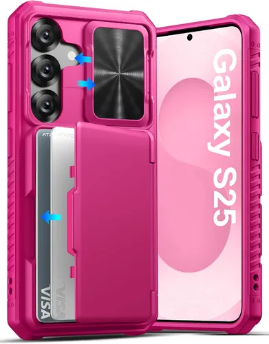 Vista 15 de ATATOO Funda tipo cartera para Samsung Galaxy S25, tarjetero integrado (3-5 tarjetas) [bloqueo RFID] y cubierta de cámara deslizante, protección