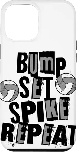 Vista 6 de iPhone 15 Parents Girls Volleyball Bump Set Spike Repeat Black & Gray Case