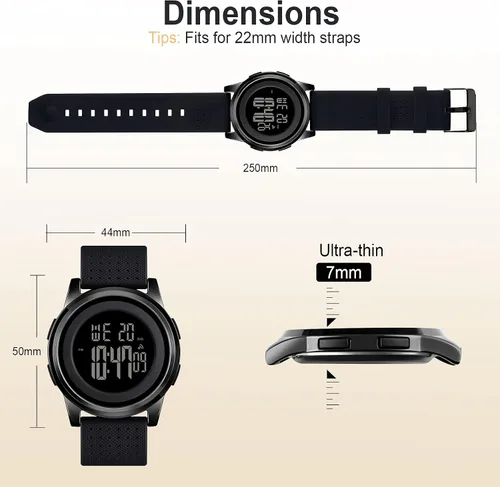 Vista 3 de YUINK Mens Watch Ultra-Thin Digital Sports Watch Waterproof Stainless Steel Fashion Wrist Watch for Men Women