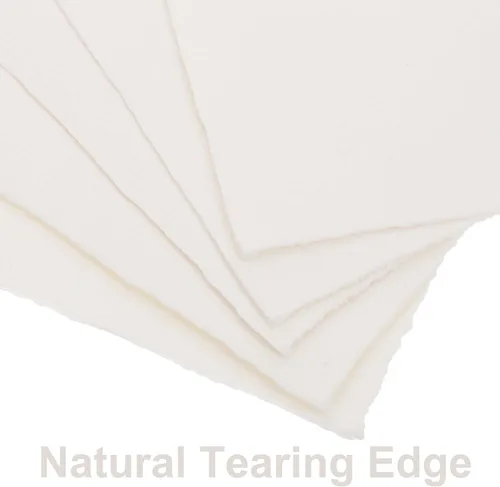 Vista 3 de DOITOOL 20 Sheets Handmade Cotton Watercolor Paper with Rough Deckled Edge, Textured White Art Paper for Painting, Crafts, Invitations, and Artistic