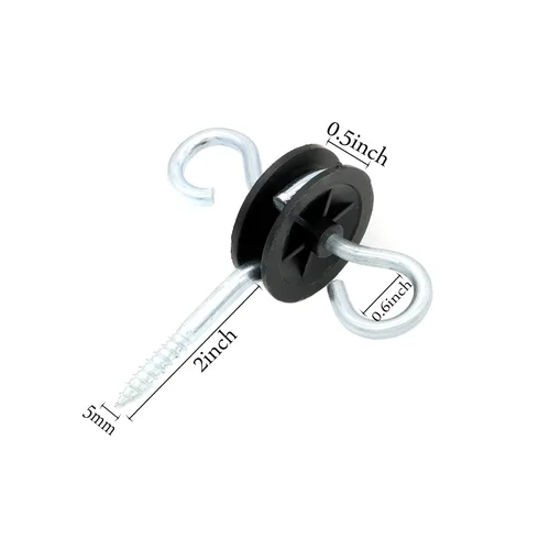 Vista 3 de JBT Anclaje eléctrico de manija de puerta atornillada para valla de 2 anillos, negro, 4 Aislador atornillado de poste de madera
