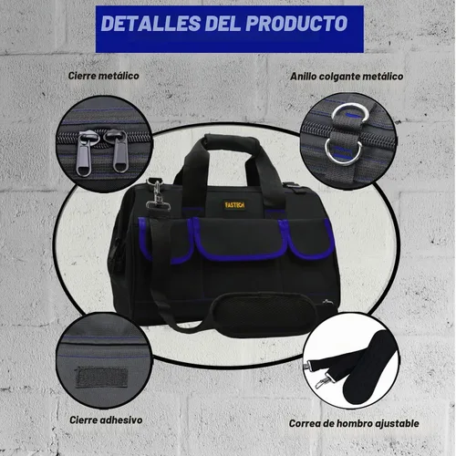 Vista 3 de FASTECH Bolsa de herramientas de 18 pulgadas, kit de herramientas de boca ancha impermeable, organizador de bolsa de herramientas resistente