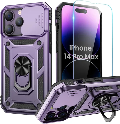 Vista 38 de Goton Funda para iPhone 14 Plus con Protector de Pantalla - Funda con Cubierta Deslizante para Cámara con Soporte de Anillo, Resistente de Grado