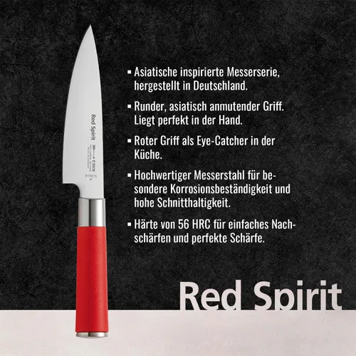 Vista 3 de F. DICK - Cuchillo de chef Red Spirit - Cuchillo de cocina con hoja de 5.9'' y 56 HRC - Ideal para cortes precisos - Cuchillo versátil - Certificado