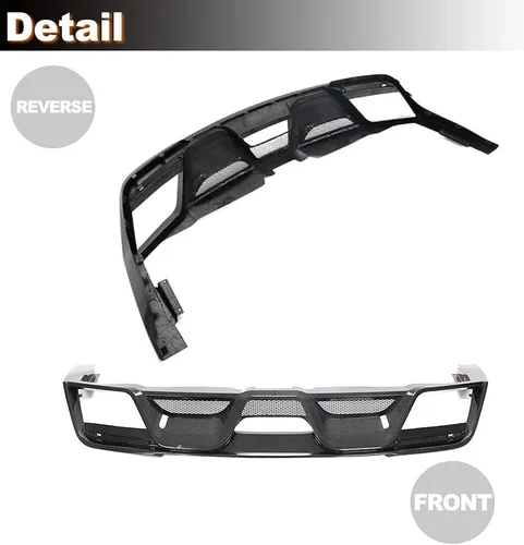Vista 6 de Difusor de parachoques trasero de fibra de carbono real para Ford Mustang GT Coupé de 2 puertas 2018-2019 salida de fábrica CF, parachoques