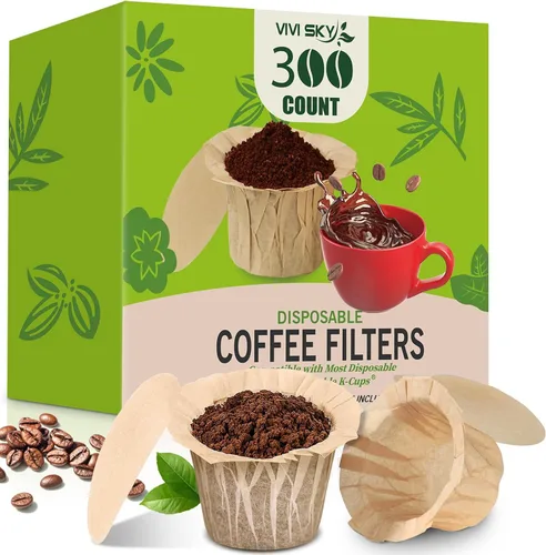 Vista 10 de VIVI SKY Filtros de café desechables K Cup, 200 filtros de papel de filtro de café para cafeteras Keurg de una sola porción 1.0 y 2.0, uso