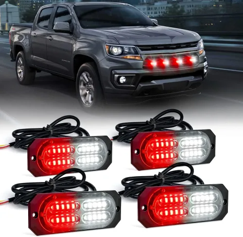 Vista 15 de Xprite Kit de luces estroboscópicas de emergencia con 20 luces LED de montaje empotrado en superficie de color ámbar, ultradelgado, salpicadero