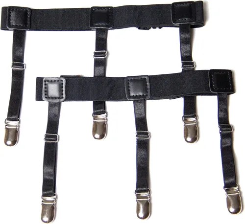 Vista 4 de Estancias de camisa para hombre, soportes para camisas, ligas de camisa, 1 par para hombres y mujeres (negro mágico), Negro