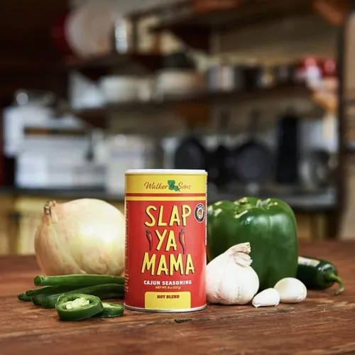 Vista 5 de Slap Ya Mama condimento cajún de Louisiana, paquete de variedad de especias, latas de 8 onzas, 1 mezcla cajún original y 1 mezcla cajún picante