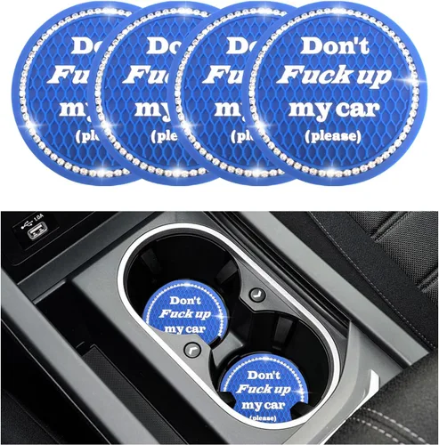 Vista 15 de 2 piezas posavasos brillantes para coche, 2.75 pulgadas insertos antideslizantes para portavasos, posavasos de cristal con diamantes de imitación
