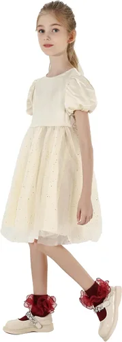 Vista 3 de Dicry Calcetines de doble encaje con volantes grandes para bebés y niños pequeños