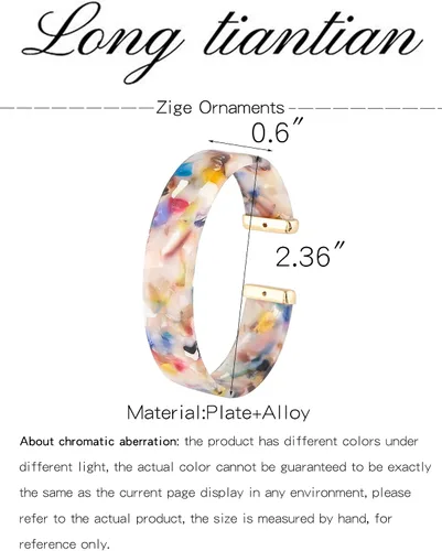 Vista 6 de Corlorful - Pulsera de resina acrílica para mujer, pulsera de plástico ajustable