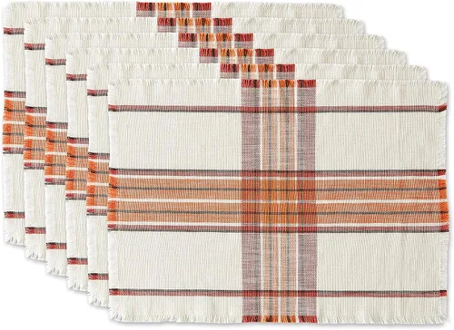 Vista 10 de DII Decoración de mesa de Acción de Gracias y otoño, diseño a cuadros de granja, acanalado, 13 x 72 pulgadas, azul y naranja