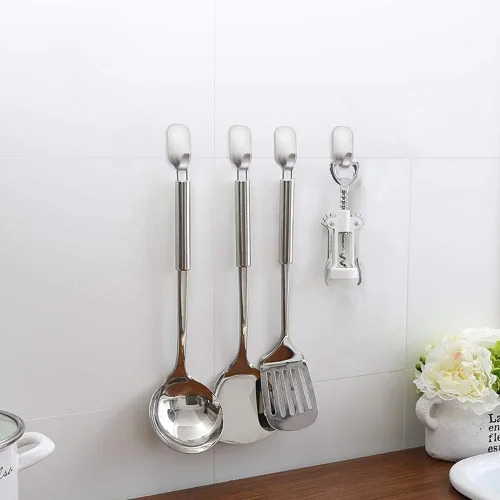 Vista 4 de FOTYRIG - Ganchos adhesivos para sombreros, ganchos de pared de acero inoxidable resistentes al agua, ganchos adhesivos para colgar en el baño