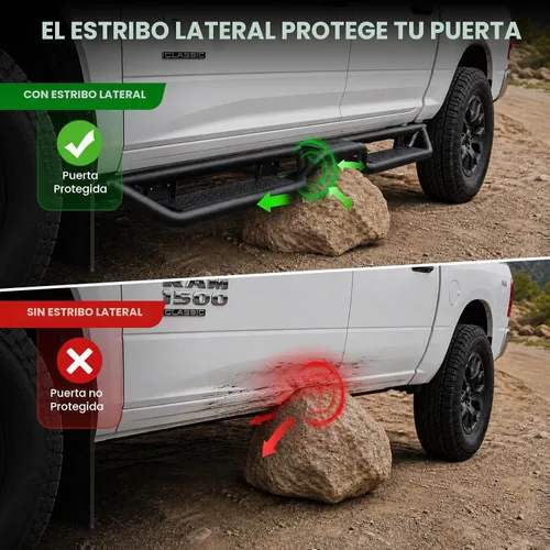 Vista 10 de LASFIT - Estribos para cabina de tripulación: para Ram 1500 2009-2018 / Ram 1500 Classic 2019-2026 / Ram 2500 2010-2026 / Ram 3500 2010-2026, dos