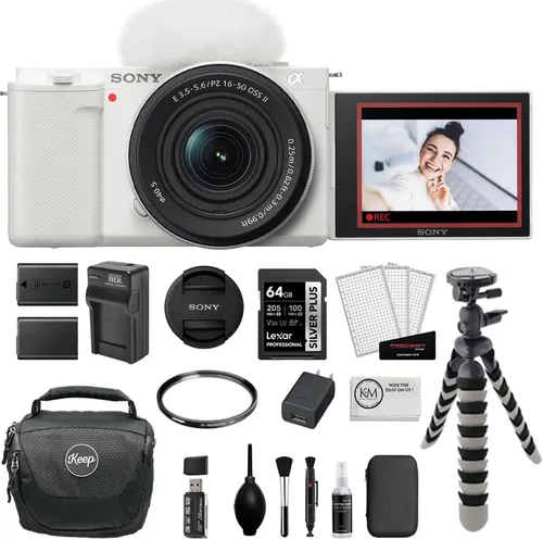 Vista 14 de Sony ZV-E10 Cámara sin espejo con lente de 0.630-1.969 in Paquete negro con tarjeta de memoria de 64 GB, filtro UV, flexípode de 8 pulgadas