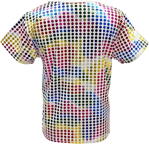 Vista 2 de Camiseta brillante de manga corta para niños y niñas, estilo hip hop, jazz, danza, festival, fiesta, blusa suelta