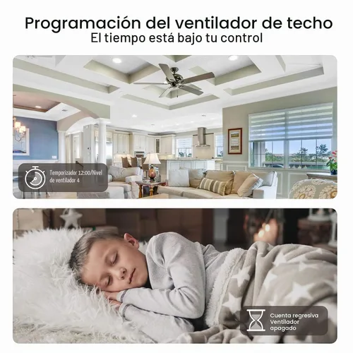 Vista 3 de TREATLIFE Interruptor de ventilador inteligente, interruptor de ventilador de 4 velocidades para ventilador de techo, requiere cable neutro, control