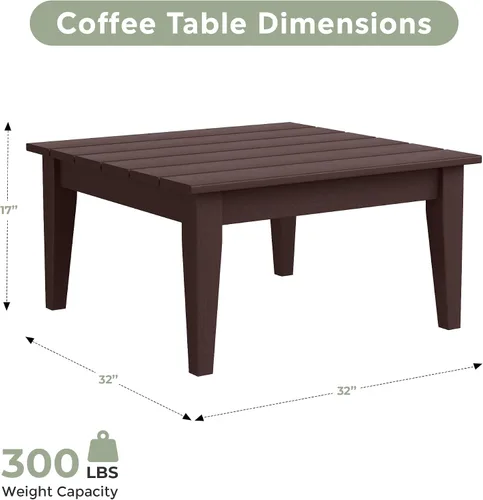 Vista 3 de WestinTrends Ashore - Mesa de centro para exteriores, 32 pulgadas de madera de polietileno Adirondack para todo tipo de clima, mesa auxiliar Marrón