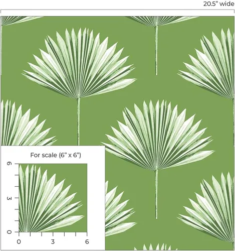 Vista 9 de NextWall Papel tapiz tropical para despegar y pegar de palmera (brote verde)