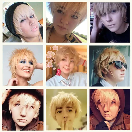 Vista 5 de COSPLAZA. Peluca corta para cosplay, rubia, para hombre y mujer.