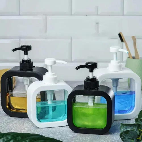 Vista 5 de Dispensador de jabón de manos para baño, dispensador moderno de jabón para platos para fregadero de cocina, recipiente de jabón líquido con bomba