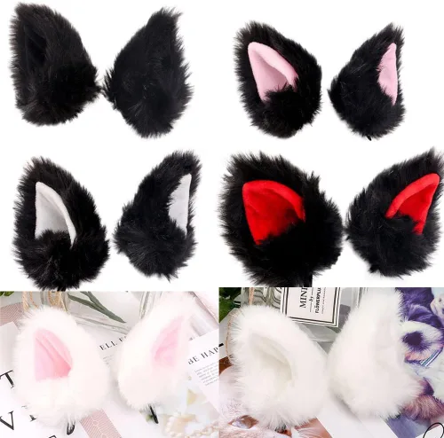 Vista 4 de BAOBAO, orejas de gato con pelo para disfraz de Halloween.