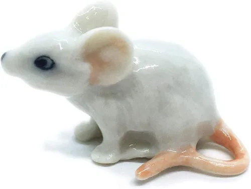 Vista 15 de WitnyStore Pequeña figura de ratón negro de 1¾ pulgadas de largo, hecha a mano, hecha a mano, de cerámica, rata, roedor, animales, porcelana