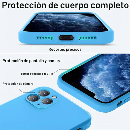 Vista 4 de Vooii Funda compatible con iPhone 11 Pro, silicona líquida mejorada con bordes planos, protección de cámara, forro de microfibra antiarañazos suave
