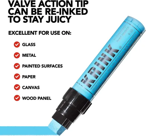 Vista 4 de Krink K-55 - Rotuladores de pintura acrílica para superficies lisas, de metal y pintadas, paquete de 6 unidades, vibrantes y opacos