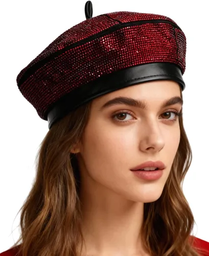 Vista 12 de MINGSEECESS Mujeres PU cuero francés negro boina sombrero Causal Beanie Hat Cinturón-marrón