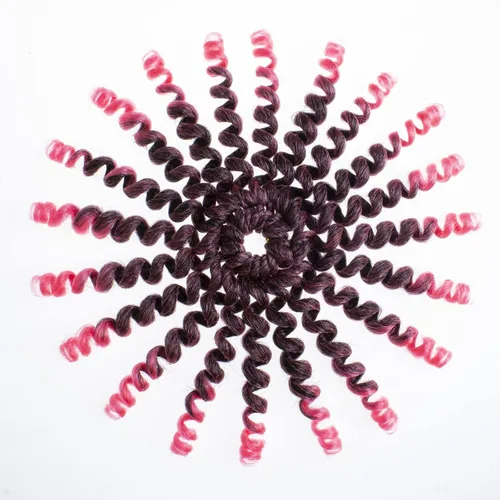 Vista 6 de Leeven Pelo corto de 8 pulgadas de Jamaica Bounce Wand Curl Crochet Hair Senegalese Twist sintético trenzado de pelo Ombre rosa Jumpy Wand Rizado