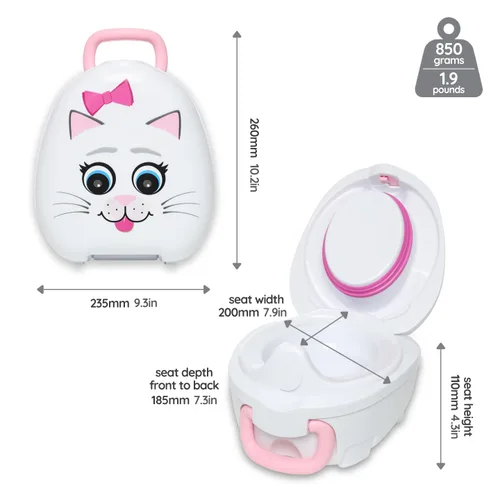 Vista 8 de My Carry Potty - Orinal de viaje para niños de 18 meses a 3 años, gato Gato Blanco