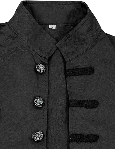 Vista 4 de WISHU Abrigo vintage steampunk para niños, disfraz de Halloween, pirata medieval, gótico, renacentista, chaqueta victoriana para niños