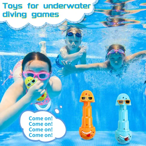 Vista 2 de Juego de 3 juguetes de buceo en la piscina para niños, divertidos huevos de payaso para buceo, juguetes de piscina para niños, perfectos para niños