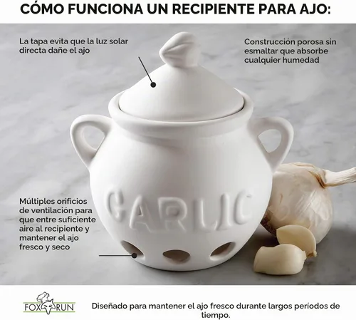 Vista 3 de Fox Run Guarda Ajo, Terracota, Rojo, 4.25 x 5.25 x 5.25 pulgadas For Small & Medium Sized Bulbs Keep Garlic Fresh & Ready to Use Holes for