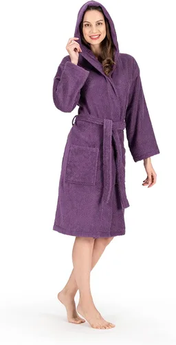 Vista 4 de NINE WEST Bata de baño de lujo con capucha para mujer, 100% algodón turco