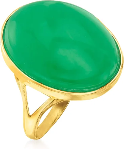 Vista 3 de Ross-Simons Anillo de jade en oro amarillo de 14 quilates