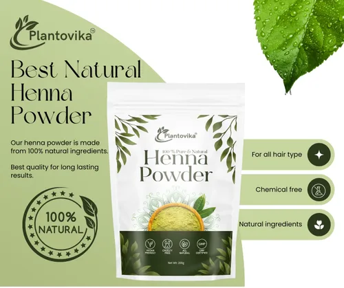 Vista 3 de Polvo de henna 100% natural y puro/Lawsonia Inermis para el cabello, color rojo anaranjado, triple desplazamiento, pasta de henna suave y conos, sin