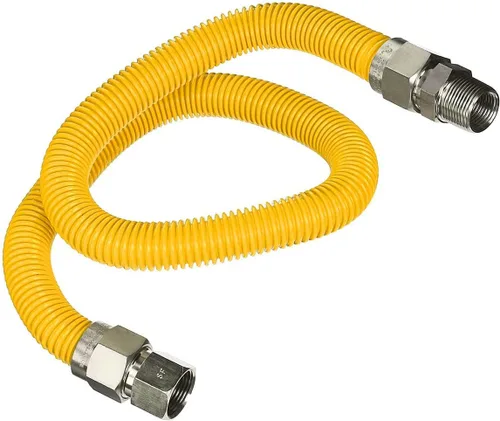 Vista 12 de Conector de gas de acero inoxidable con revestimiento amarillo de 18 pulgadas, conector de manguera de gas flexible de 1 pulgada de diámetro