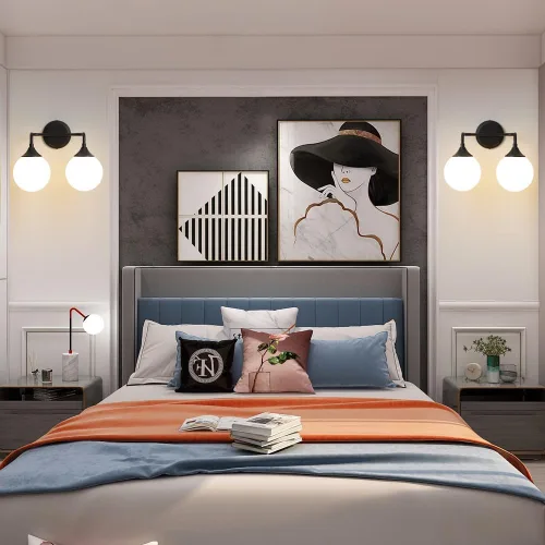Vista 6 de Accesorios de Iluminación para Baño Negros, Iluminación Moderna de Tocador Sobre Espejo, Aplique de Pared Negro Mate Moderno de Mediados de Siglo