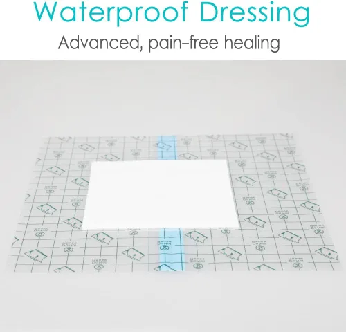 Vista 6 de Funda de ducha impermeable con almohadilla central antiadherente para cirugía de puerto grande, parche protector de incisiones de película
