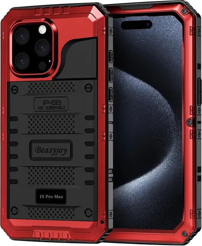 Vista 7 de Beasyjoy Funda de Metal para iPhone SE 2022/2020/8/7, Funda Impermeable Resistente con Protector de Pantalla, Protección de Cuerpo Completo Grado