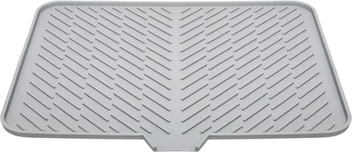 Vista 10 de Luxet Alfombrilla de silicona para secar platos con borde de drenaje integrado, almohadilla de secado higiénica, bandeja resistente compacta y fácil