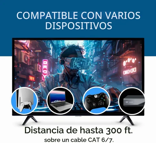 Vista 8 de OREI Extensor HDMI 8K@30Hz Balun HDBaseT 300ft - VRR, HDR, CEC, IR, RS-232