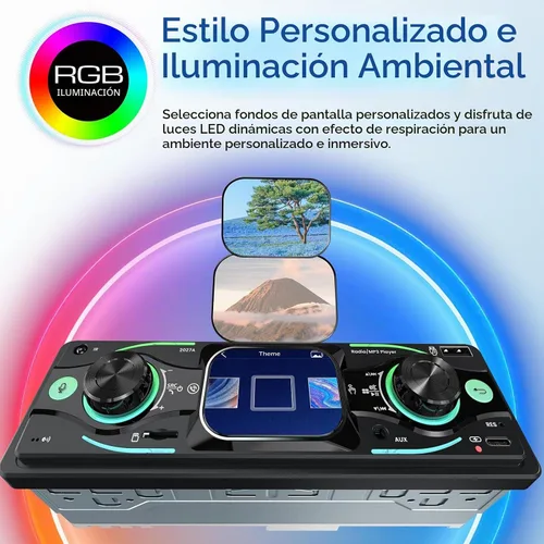 Vista 7 de Estéreo de coche DIN sencillo con pantalla táctil, audio Bluetooth, receptor de radio para coche, entrada dual MP3/USB/SD/AUX, carga rápida