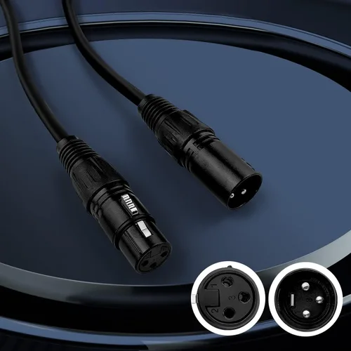 Vista 2 de Cable DMX de 100 pies, paquete de 2 cables flexibles de señal XLR de 3 pines macho a hembra, adecuado para señal de iluminación de escenario, cables