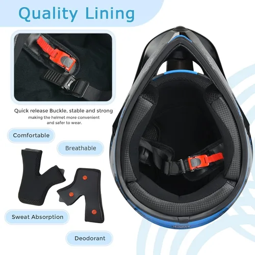 Vista 4 de SPARK - Cascos para bicicleta de montaña para niños, cascos de motocicleta para jóvenes, ATV, motocross, de cara completa, para hombres y mujeres