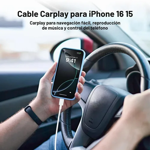 Vista 2 de Cable Carplay de coche para iPhone 17 16 15 Pro Max Plus, paquete de 4 [2x3.3 pies+2x6 pies] Cable Apple USB A a USB C para iPhone 17 16 15 Pro Max